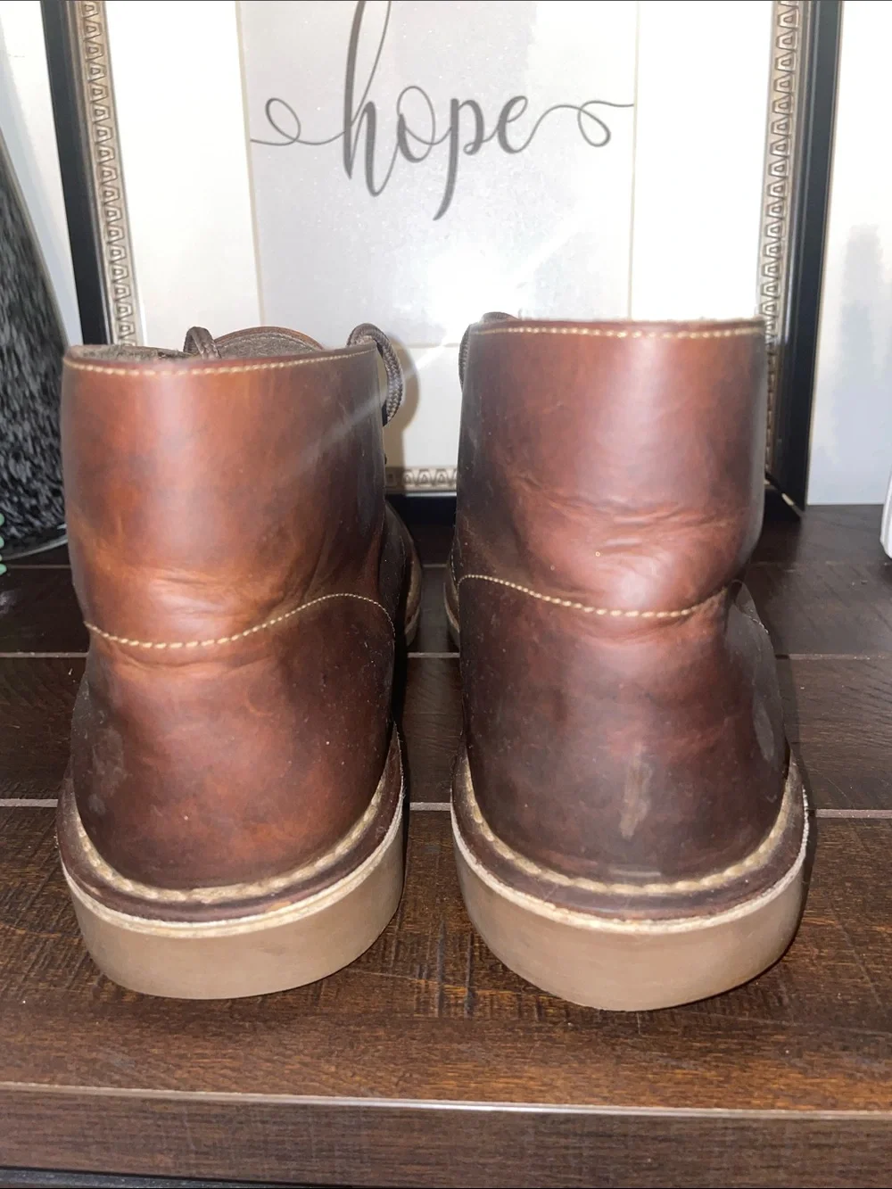 Clarks Bushacre II Mens Brown Leather Chukka Boots Lace-Up Size 9.5 W Extra Wide